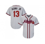 Youth Atlanta Braves #13 Ronald Acuna Jr. Grey Cool Base Stitched MLB Jersey