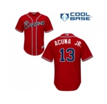 Youth Atlanta Braves #13 Ronald Acuna Jr. Red Cool Base Stitched MLB Jersey