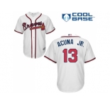Youth Atlanta Braves #13 Ronald Acuna Jr. White Cool Base Stitched MLB Jersey
