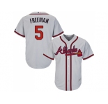 Youth Atlanta Braves #5 Freddie Freeman Grey Cool Base Stitched MLB Jersey
