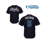 Youth Atlanta Braves #5 Freddie Freeman Navy Blue Cool Base Stitched MLB Jersey