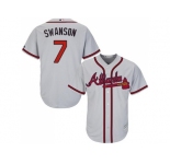 Youth Atlanta Braves #7 Dansby Swanson Grey Cool Base Stitched MLB Jersey