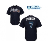 Youth Atlanta Braves #7 Dansby Swanson Navy Blue Cool Base Stitched MLB Jersey