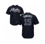 Youth Majestic Atlanta Braves #15 Tony Sanchez Replica Blue Alternate Road Cool Base MLB Jersey