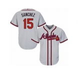 Youth Majestic Atlanta Braves #15 Tony Sanchez Replica Grey Road Cool Base MLB Jersey