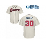 Youth Majestic Atlanta Braves #30 Jason Motte Replica Cream Alternate 2 Cool Base MLB Jersey