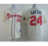youth mlb jerseys atlanta braves #24 gattis cream