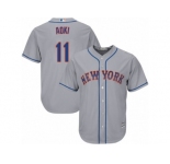 Youth Majestic New York Mets #11 Norichika Aoki Replica Grey Road Cool Base MLB Jersey