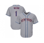 Youth New York Mets #1 Mookie Wilson Grey Cool Base Stitched MLB Jersey