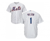 Youth New York Mets #1 Mookie Wilson White(Blue Strip) Cool Base Stitched MLB Jersey
