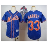 Youth New York Mets #33 Matt Harvey Blue Alternate Home Cool W 2015 World Series Patch Stitched MLB Jersey