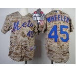 Youth New York Mets #45 Zack Wheeler Camo Alternate Cool Base W 2015 World Series Patch Stitched MLB Jersey