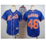 Youth New York Mets #48 Jacob DeGrom Blue Alternate Home Cool Base W 2015 World Series Patch Stitched MLB Jersey