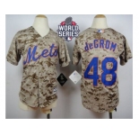 Youth New York Mets #48 Jacob DeGrom Camo Alternate Cool Base W 2015 World Series Patch Stitched MLB Jersey