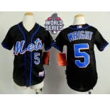 Youth New York Mets #5 David Wright Black Cool Base W 2015 World Series Patch Stitched MLB Jersey