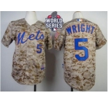 Youth New York Mets #5 David Wright Camo Alternate Cool Base W 2015 World Series Patch Stitched MLB Jersey