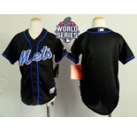 Youth New York Mets Blank Black Cool Base W 2015 World Series Patch Stitched MLB Jersey