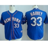 youth mlb jerseys new york mets #33 harvey blue[number grey]