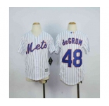 youth mlb jerseys new york mets #48 degrom white(blue strip)