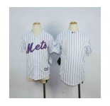 youth mlb jerseys new york mets blank white(blue strip)