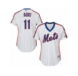 Women Majestic New York Mets #11 Norichika Aoki Replica White Alternate Cool Base MLB Jersey