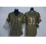 Women Majestic New York Mets #31 Mike Piazza Authentic Green Salute to Service MLB Jersey
