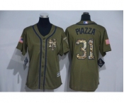 Women Majestic New York Mets #31 Mike Piazza Authentic Green Salute to Service MLB Jersey