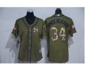 Women Majestic New York Mets #34 Noah Syndergaard Authentic Green Salute to Service MLB Jersey