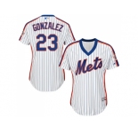 Women New York Mets #23 Adrian Gonzalez White(Blue Strip) Alternate Stitched MLB Jersey