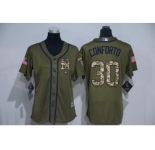 Women New York Mets #30 Nolan Ryan Authentic Green Salute to Service MLB Jersey