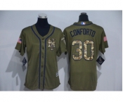 Women New York Mets #30 Nolan Ryan Authentic Green Salute to Service MLB Jersey
