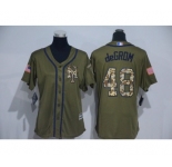 Women New York Mets #48 Jacob deGrom Authentic Green Salute to Service MLB Jersey