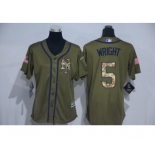 Women New York Mets #5 David Wright Authentic Green Salute to Service MLB Jersey