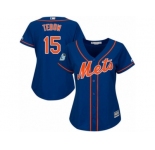 Women's Majestic New York Mets #15 Tim Tebow Replica Royal Blue Alternate Home Cool Base MLB Jersey