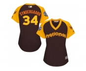 Women's Majestic New York Mets #34 Noah Syndergaard Authentic Brown 2016 All-Star National League BP Cool Base MLB Jersey