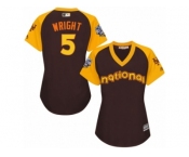 Women's Majestic New York Mets #5 David Wright Authentic Brown 2016 All-Star National League BP Cool Base MLB Jersey