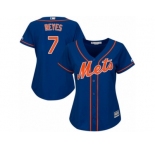Women's Majestic New York Mets #7 Jose Reyes Replica Royal Blue Alternate Home Cool Base MLB Jersey