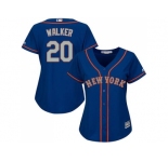 Women's New York Mets #20 Neil Walker Blue(Grey NO.) Alternate Stitched MLB Jersey