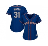 Women's New York Mets #31 Mike Piazza Blue(Grey NO.) Alternate Stitched MLB Jersey
