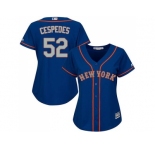 Women's New York Mets #52 Yoenis Cespedes Blue(Grey NO.) Alternate Stitched MLB Jersey