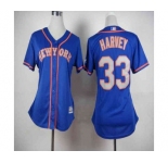 women mlb jerseys new york mets #33 harvey blue[number grey]