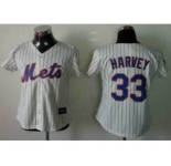 women mlb jerseys new york mets #33 harvey cream(blue stripe)