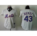 women mlb jerseys new york mets #43 dickey cream(blue stripe)