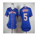 women mlb jerseys new york mets #5 wright blue[number silver]