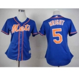 women mlb new york mets #5 david wright blue(number orange)