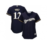 Women Milwaukee Brewers #12 Stephen Vogt Navy Blue Alternate Stitched MLB Jersey