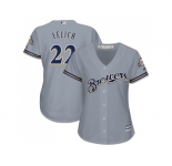 Women Milwaukee Brewers #22 Christian Yelich Grey Road Stitched MLB Jersey