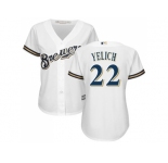 Women Milwaukee Brewers #22 Christian Yelich White Home Stitched MLB Jersey