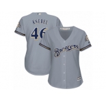 Women's Majestic Milwaukee Brewers #46 Corey Knebel Replica Grey Road Cool Base MLB Jersey