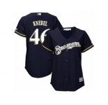 Women's Majestic Milwaukee Brewers #46 Corey Knebel Replica Navy Blue Alternate Cool Base MLB Jersey